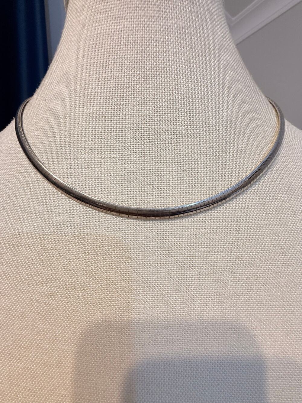 Vintage Silver Tone Omega Collar Necklace 20”